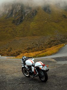Превью обои мотоцикл, дорога, горы