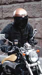 Превью обои мотоцикл, мотоциклист, байкер, шлем, байк