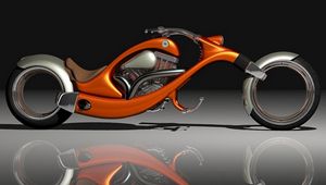 Превью обои мотоцикл, оранжевый, стильный