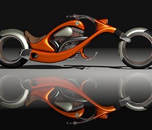 Превью обои мотоцикл, оранжевый, стильный