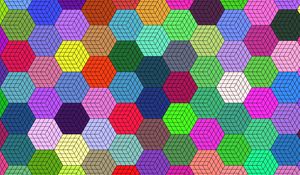Превью обои мозаика, разноцветный, шестиугольники, геометрический, текстура