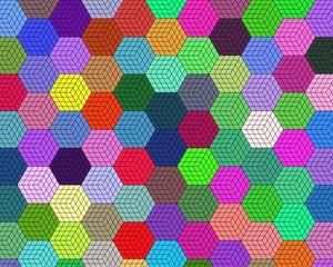 Превью обои мозаика, разноцветный, шестиугольники, геометрический, текстура