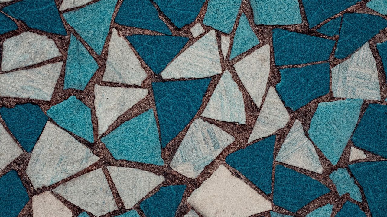 Обои мозаика, текстура, осколки, синий, белый