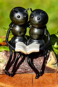 Превью обои муравьи, насекомые, скульптура, скамейка, пара, книга