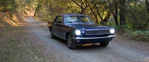 Превью обои mustang, автомобиль, маскар, черный, деревья
