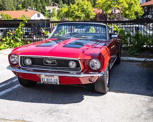 Превью обои mustang, автомобиль, ретро, вид спереди, фары