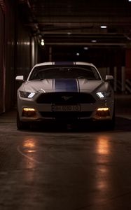 Превью обои mustang gt, mustang, спорткар, автомобиль, вид спереди, фары