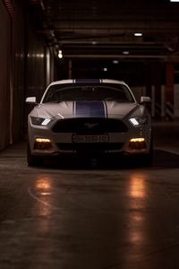 Превью обои mustang gt, mustang, спорткар, автомобиль, вид спереди, фары