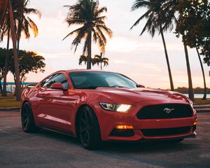 Превью обои mustang, машина, спорткар, красный