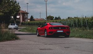 Превью обои mustang, машина, спорткар, вид сзади, красный