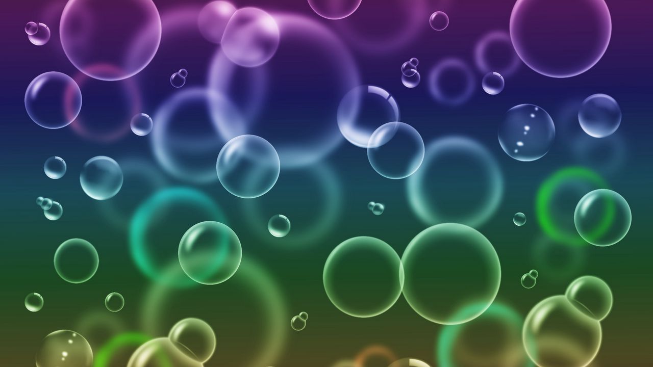 Обои мыльные пузыри, абстракция, разноцветный