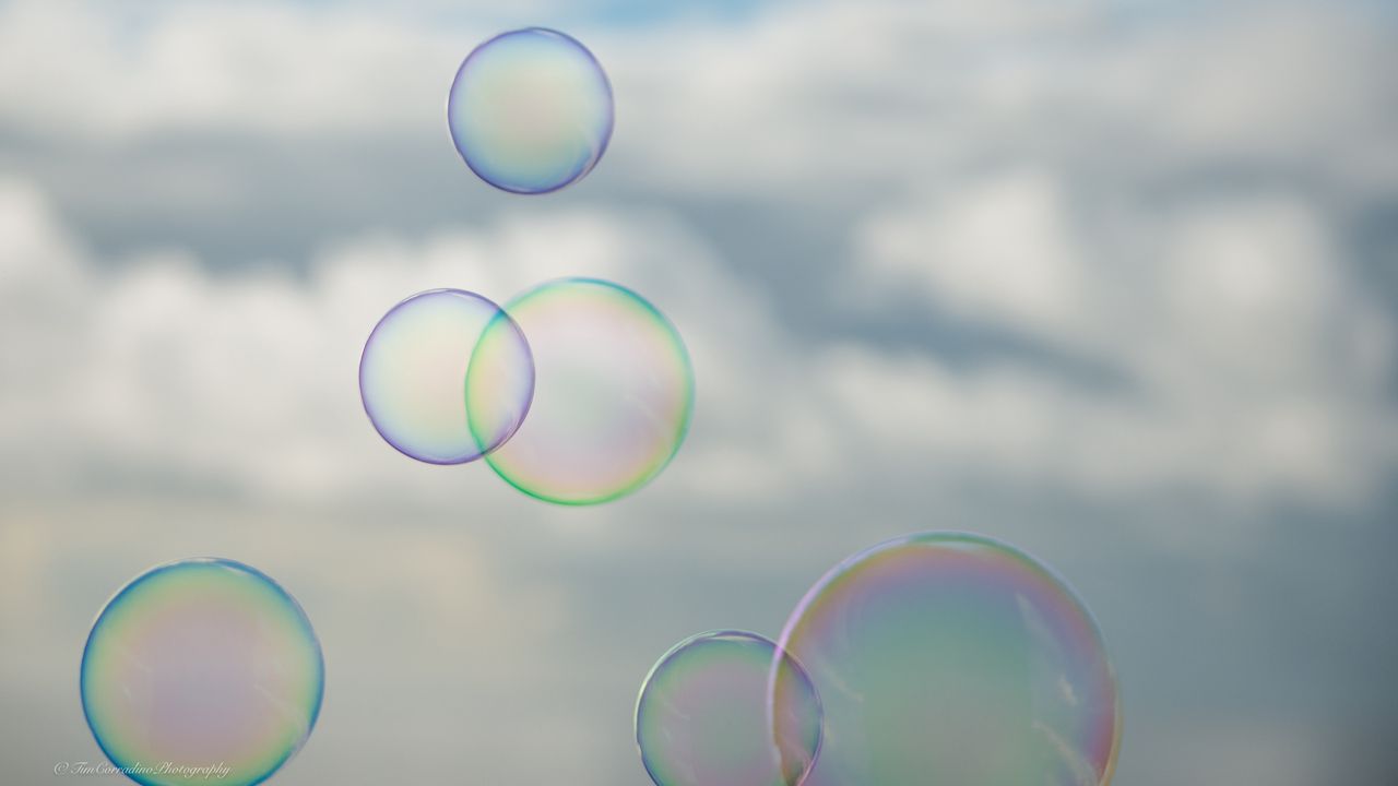 Обои мыльные пузыри, пузыри, облака, макро