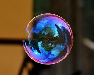 Превью обои мыльный пузырь, красочный, шар, отражение