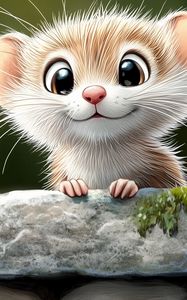 Превью обои мышонок, милый, арт, улыбка, позитив, лапки
