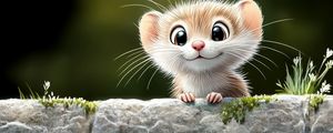 Превью обои мышонок, милый, арт, улыбка, позитив, лапки