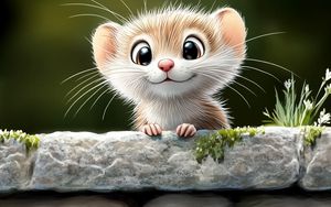 Превью обои мышонок, милый, арт, улыбка, позитив, лапки