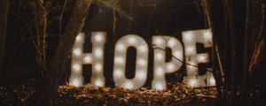 Превью обои надежда, слова, лампа, лес