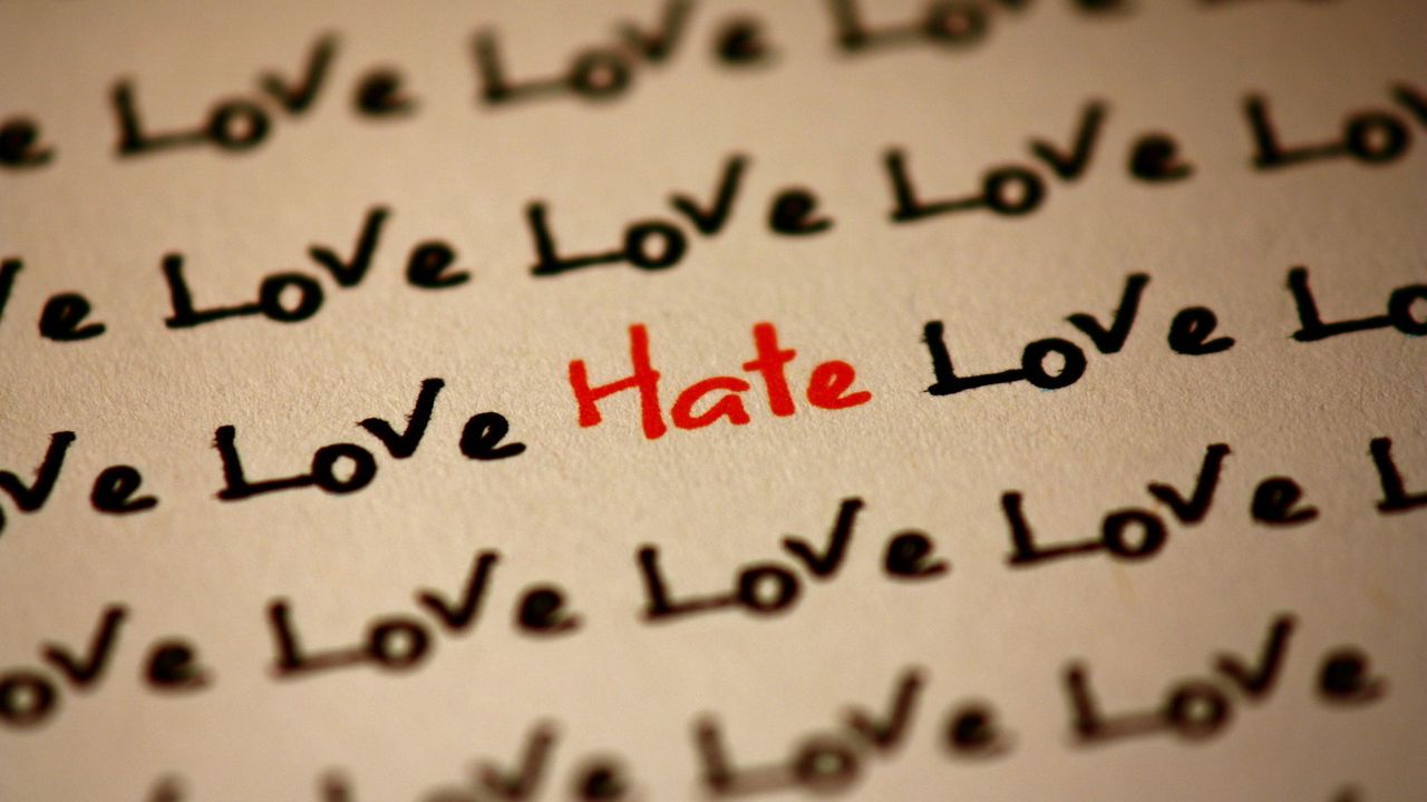 Обои надпись, любовь, ненависть, бумага, почерк