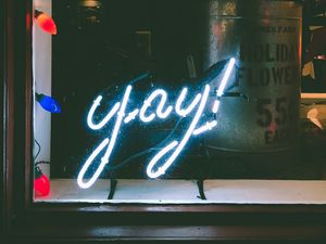 Превью обои надпись, новый год, гирлянды