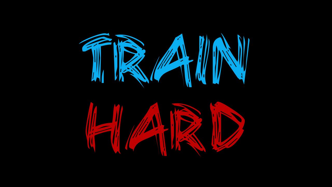 Обои надпись, тренировки, спорт, мотивация, train hard