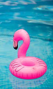 Превью обои надувной круг, фламинго, бассейн, вода, волны