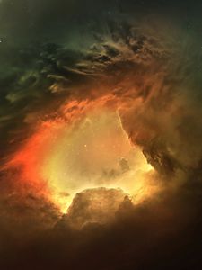 Превью обои небо, буря, свечение, облака, фентези