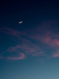 Превью обои небо, луна, облака, звезды, ночь