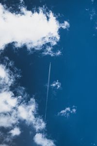Превью обои небо, облака, самолет, дым