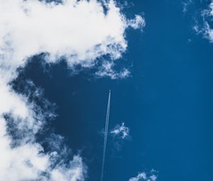 Превью обои небо, облака, самолет, дым