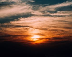 Превью обои небо, облака, тучи, пасмурно, закат