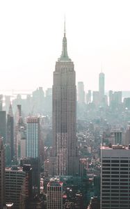 Превью обои небоскреб, архитектура, туман, манхэттен, нью-йорк, сша