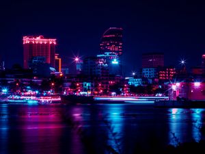Превью обои небоскреб, архитектура, здания, город, ночь