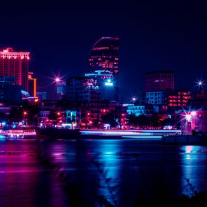 Превью обои небоскреб, архитектура, здания, город, ночь