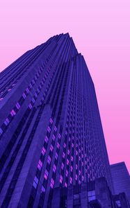 Превью обои небоскреб, здание, минимализм, архитектура, фиолетовый