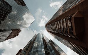Превью обои небоскреб, здание, вид снизу, фасад