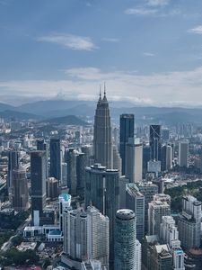 Превью обои небоскребы, башни, город, вид, высота