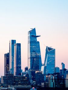 Превью обои небоскребы, небо, огни, сумерки, город