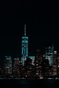 Превью обои небоскребы, ночь, панорама, свет