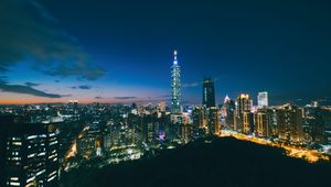 Превью обои небоскребы, ночной город, вид сверху, архитектура, тайбэй, тайвань, китай
