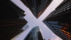 Превью обои небоскребы, вид снизу, архитектура