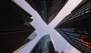 Превью обои небоскребы, вид снизу, архитектура