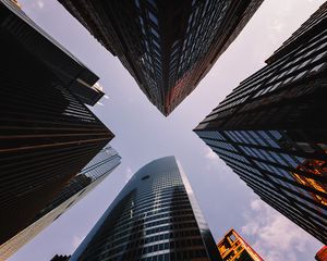 Превью обои небоскребы, вид снизу, архитектура