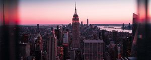 Превью обои небоскребы, закат, архитектура, нью-йорк, сша