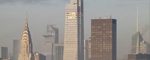 Превью обои небоскребы, здания, туман, город