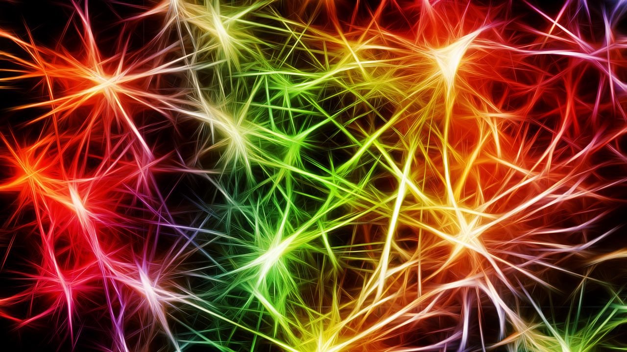 Обои нейроны, пульс, арт, абстракция, разноцветный