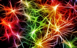 Превью обои нейроны, пульс, арт, абстракция, разноцветный