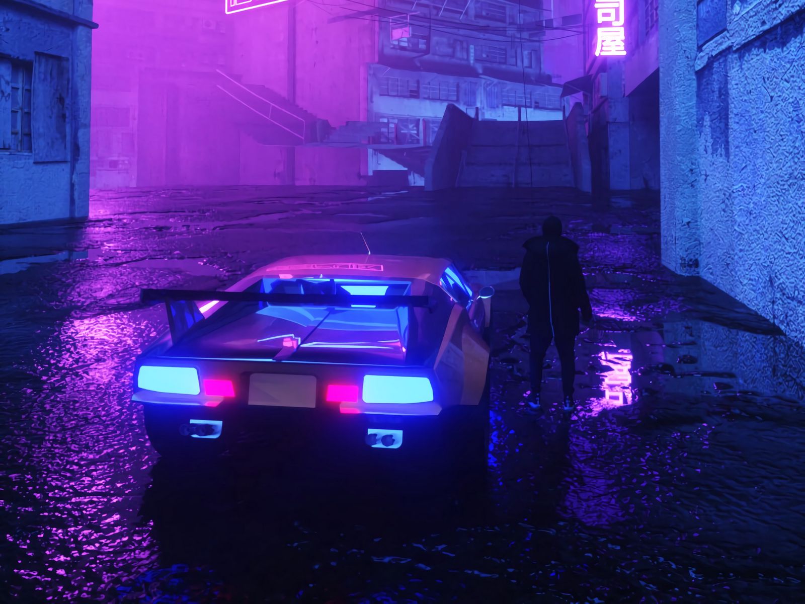 Фиолетовая неоновая машина