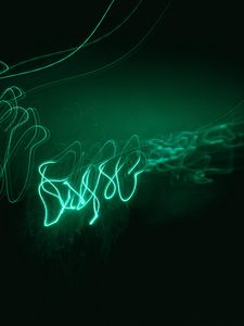 Превью обои неон, линии, фризлайт, зеленый