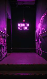 Превью обои неон, надпись, стена, фиолетовый, подсветка