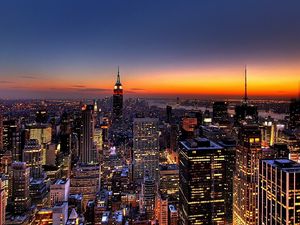 Превью обои new york, здания, город, небоскребы, вечер, нью-йорк